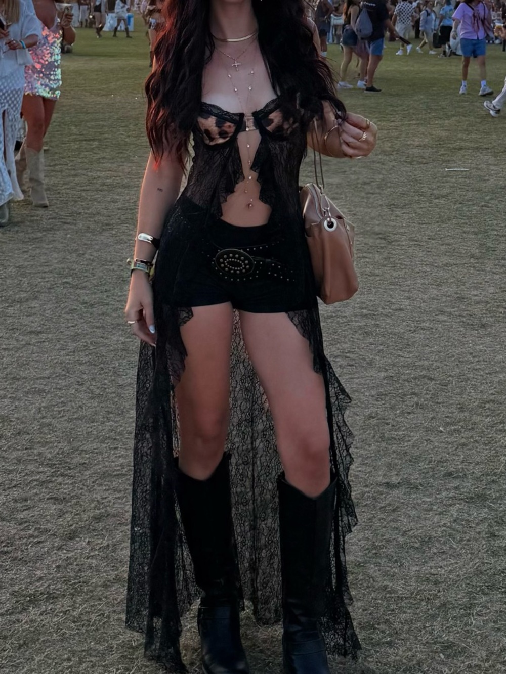 Cheetah Black Lace Festival Bralette Dress